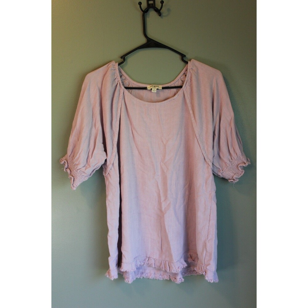 Umgee Women's Small Lilac Purple Linen Blend Boho Beach Top